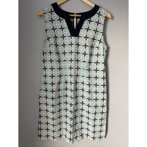 Talbots Petites Linen Blend Sleeveless Shift Dress Size 10P Split V-Neck Pockets